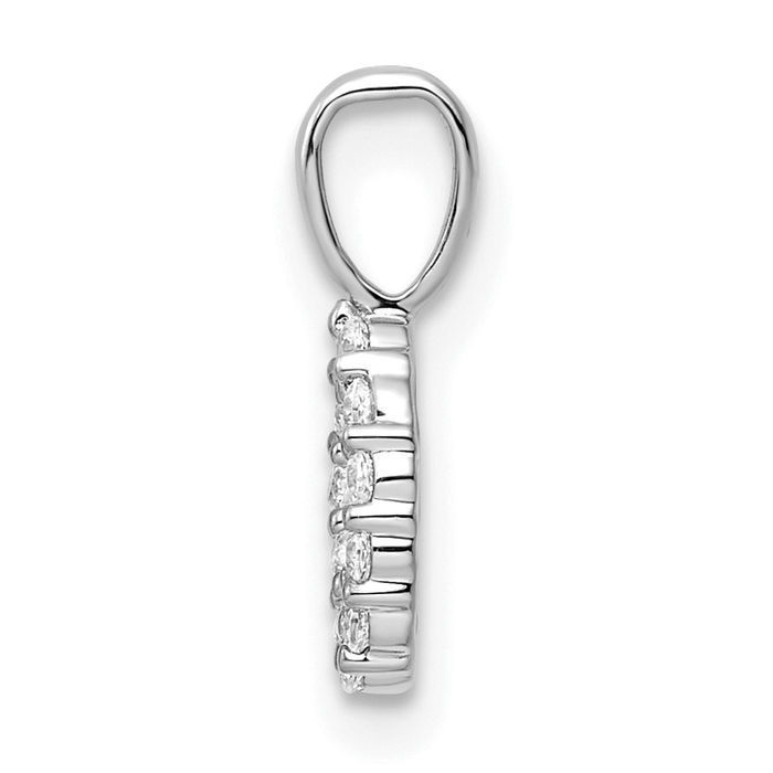 14K Solid White Gold Diamond Number 0 Necklace Chain Pendant Charm