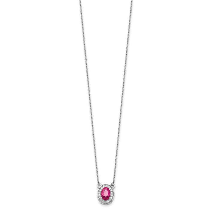 14k White Gold Diamond and Oval Ruby 18 inch Necklace 14k White Gold Diamond and Oval Ruby 18 inch Necklace