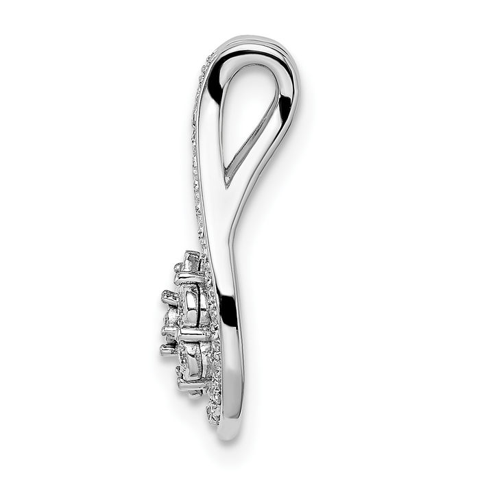 14K Solid White Gold Diamond Slide Necklace Chain Pendant Charm