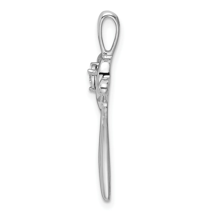 14K Solid White Gold Diamond Slide Necklace Chain Pendant Charm