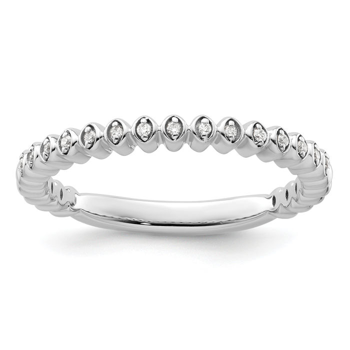 14K Solid White Gold Diamond Stacking Ring - Picture 10 of 21