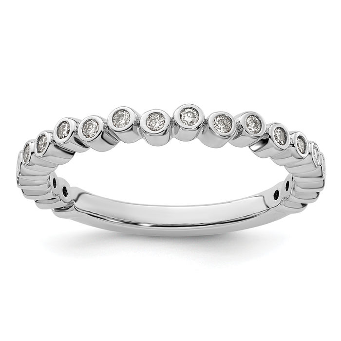 14K Solid White Gold Diamond Stacking Ring