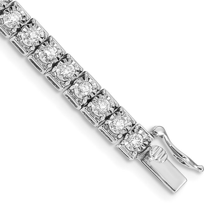 14K Solid White Gold Diamond Tennis Bracelet