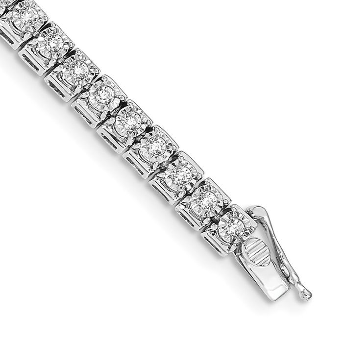 14K Solid White Gold Diamond Tennis Bracelet