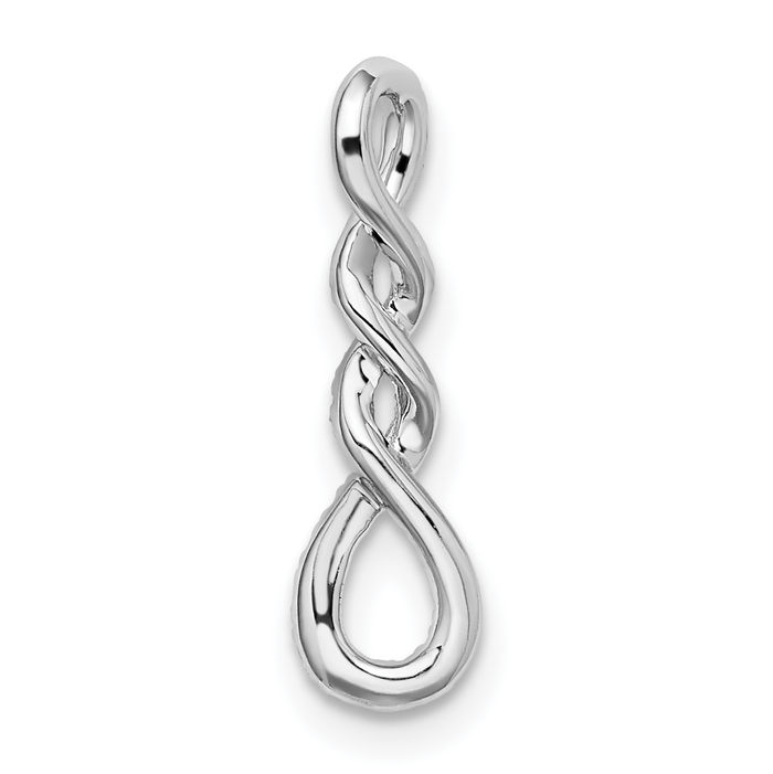 14K Solid White Gold Diamond Twisted Floating Chain Slide Pendant Necklace Charm