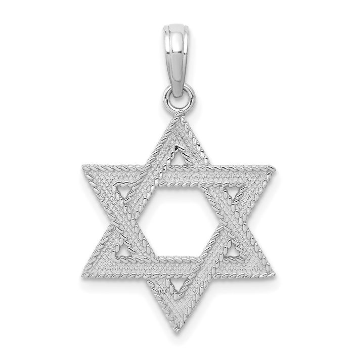 14K Solid White Gold Star of David Necklace - Picture 11 of 12