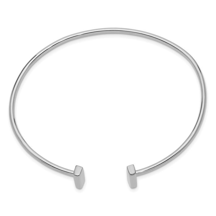 14K Solid White Gold Flexible Bar Bangle Bracelet