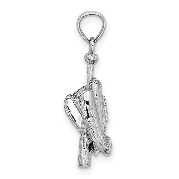 14K Solid White Gold Glove Bat Baseball Necklace Softball Charm Sports Pendant