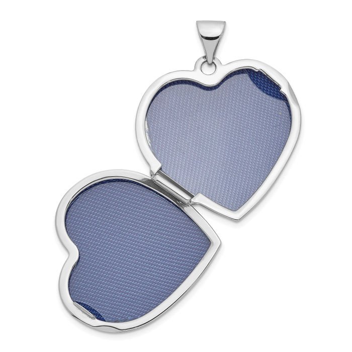 14K Solid White Gold Heart Shaped Personalized Photo Locket Necklace Picture Pendant Charm