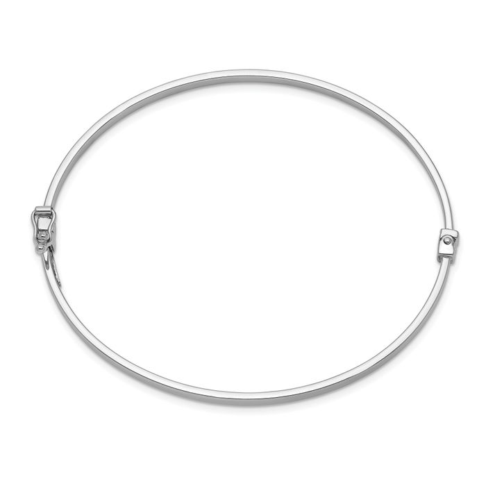 14K Solid White Gold Bangle Bracelet - Picture 10 of 12
