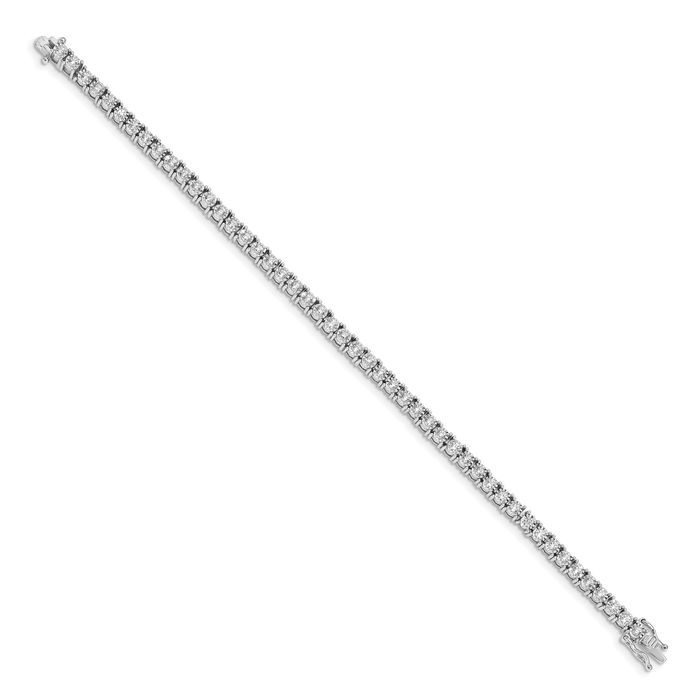 14K Solid White Gold Diamond Tennis Bracelet