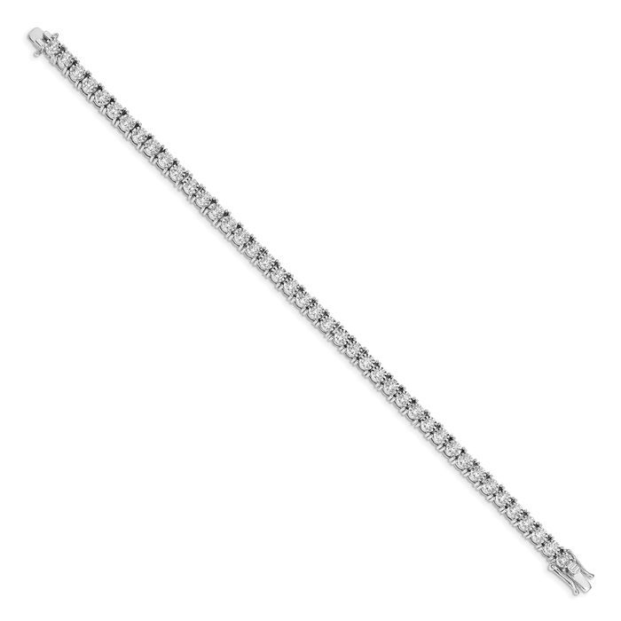 14K Solid White Gold Diamond Tennis Bracelet