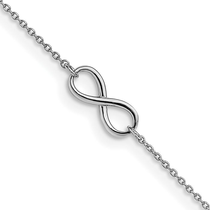 14K Solid White Gold Infinity Twisted Love Knot Symbol Anklet Summer Beach Foot Ankle Bracelet