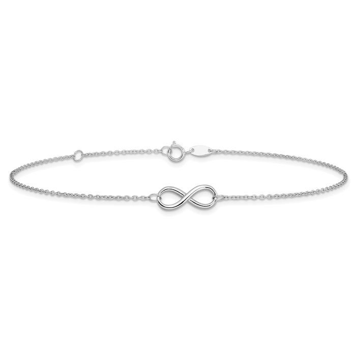 14K Solid White Gold Infinity Twisted Love Knot Symbol Anklet Summer Beach Foot Ankle Bracelet