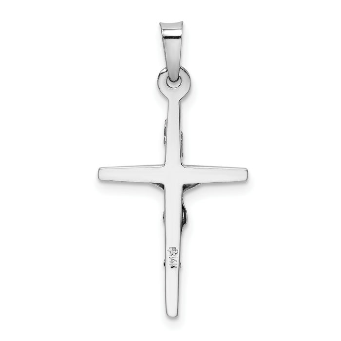 14K Solid White Gold Inri Lord Jesus Christ Crucifix Holy Cross Necklace Religious Chain Pendant Charm