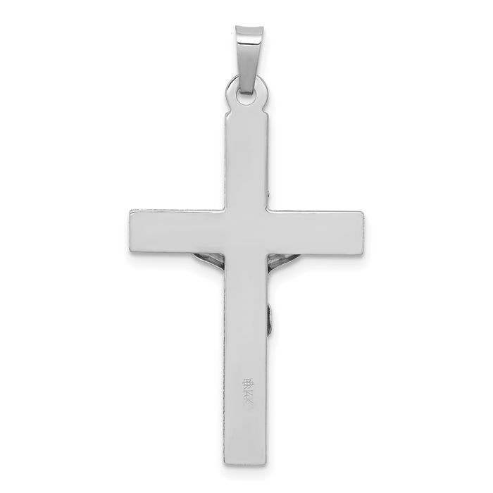 14K Solid White Gold Inri Lord Jesus Christ Crucifix Holy Cross Necklace Religious Chain Pendant Charm