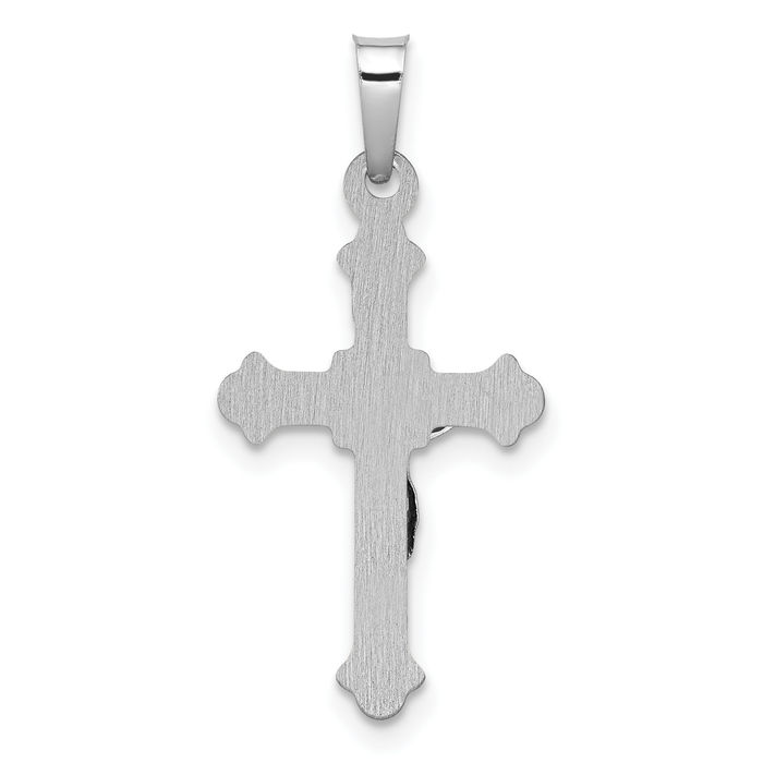 14K Solid White Gold Inri Lord Jesus Christ Crucifix Holy Cross Necklace Religious Chain Pendant Charm