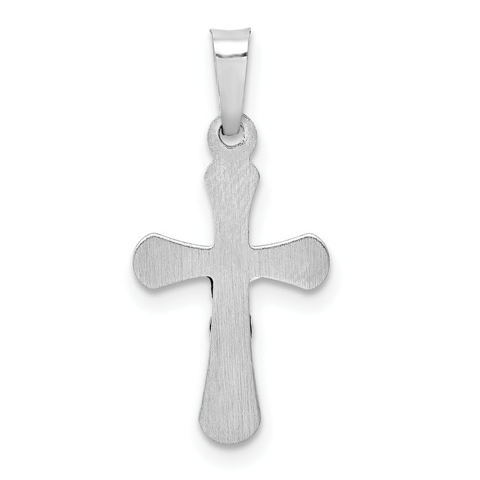 14K Solid White Gold Inri Round Lord Jesus Christ Crucifix Holy Cross Necklace Religious Chain Pendant Charm