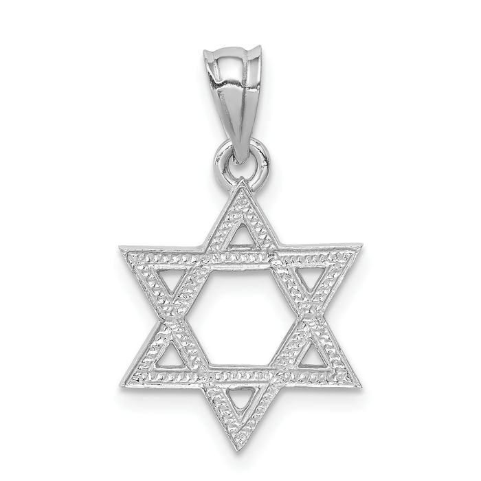 14K Solid White Gold Star of David Jewish Magen Necklace Judaica Religious Chain Pendant Israel Charm