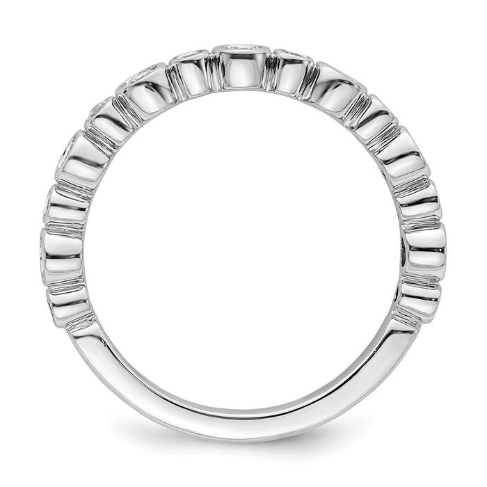 14K Solid White Gold Lab Diamond Anniversary Ring Eternity Wedding Band Bridal Jewelry