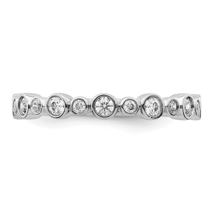 14K Solid White Gold Lab Diamond Anniversary Ring Eternity Wedding Band Bridal Jewelry