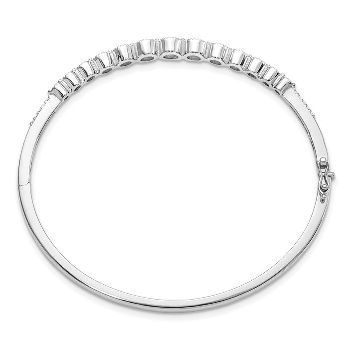 14K Solid White Gold Lab Diamond Bangle Bracelet