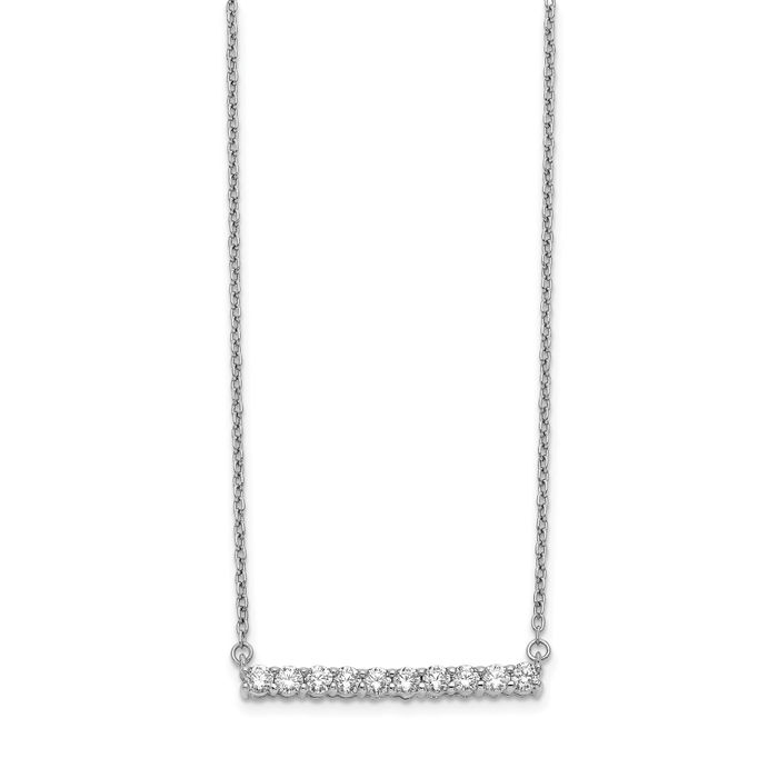 14K Solid White Gold Lab Diamond Bar Necklace