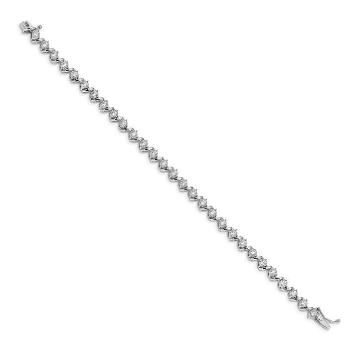 14K Solid White Gold Lab Diamond Tennis Bracelet