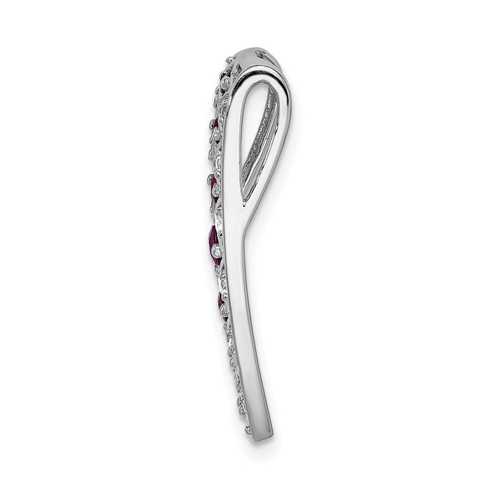 14K Solid White Gold Lab Diamond Red Ruby Chain Necklace Gemstone Pendant Charm