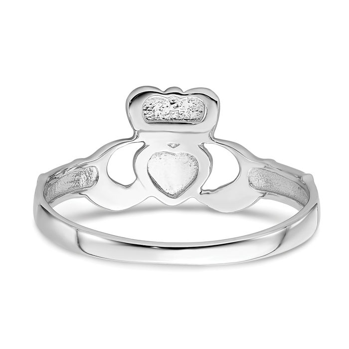 14K Solid White Gold Heart Irish Claddagh Celtic Ring Jewelry