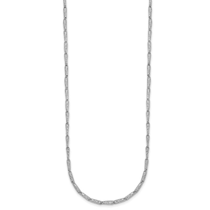 14K Solid White Gold Link Necklace Chain