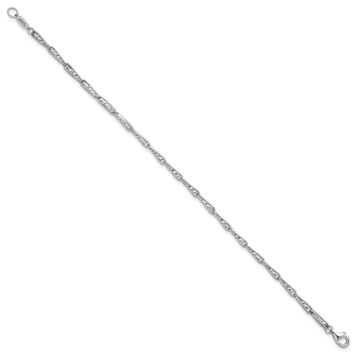 14K Solid White Gold Link Chain Bracelet