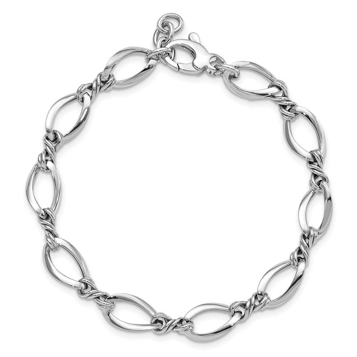 14K Solid White Gold Link Chain Bracelet