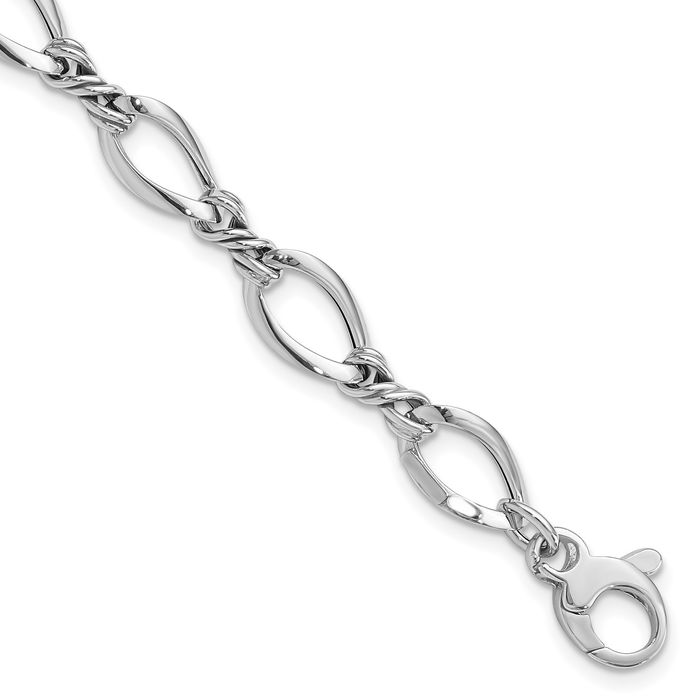 14K Solid White Gold Link Chain Bracelet