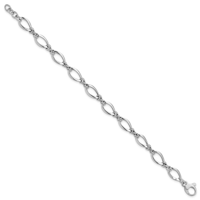 14K Solid White Gold Link Chain Bracelet