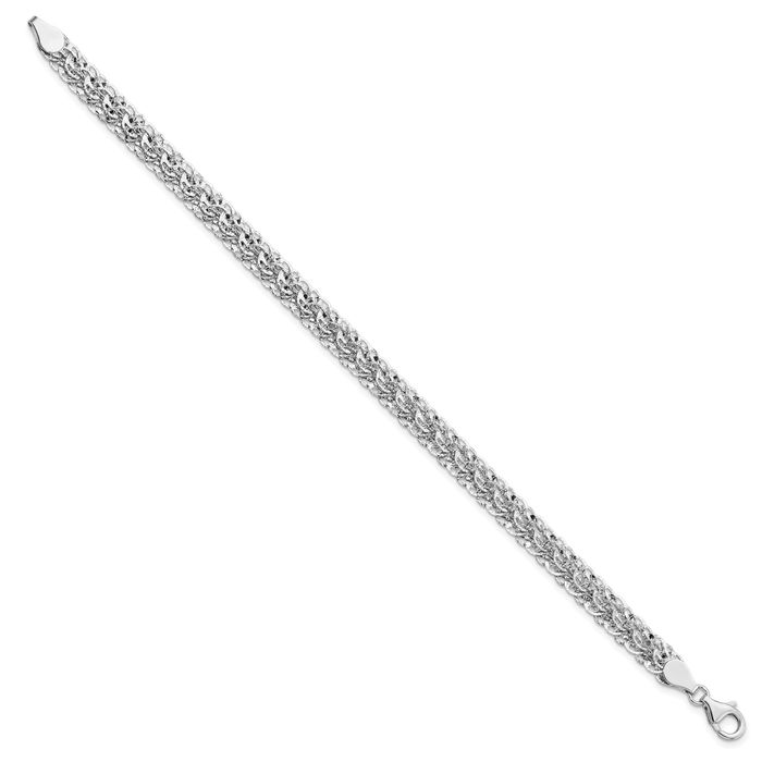 14K Solid White Gold Link Chain Bracelet