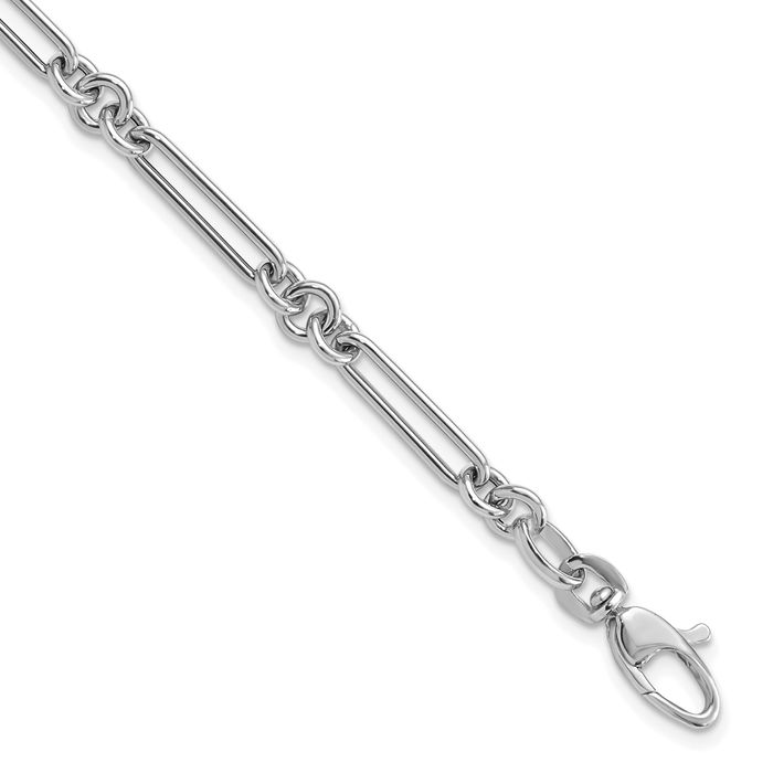 14K Solid White Gold Link Chain Bracelet