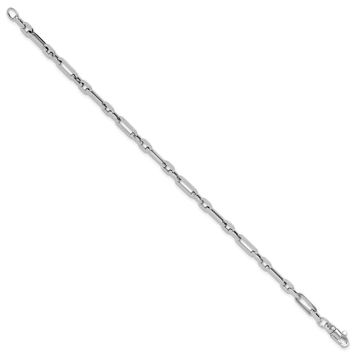 14K Solid White Gold Link Chain Bracelet