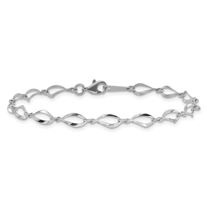 14K Solid White Gold Link Chain Bracelet