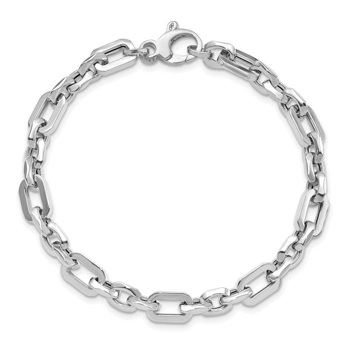 14K Solid White Gold Link Chain Bracelet