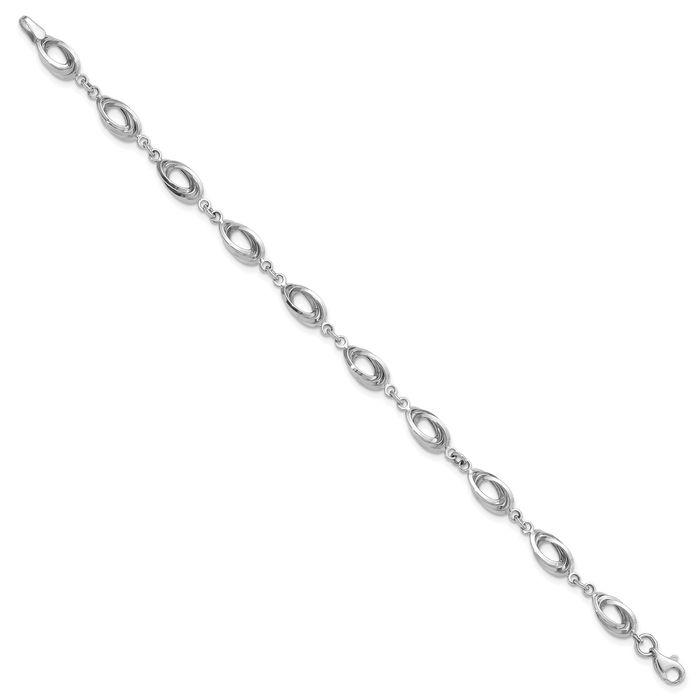 14K Solid White Gold Link Chain Bracelet