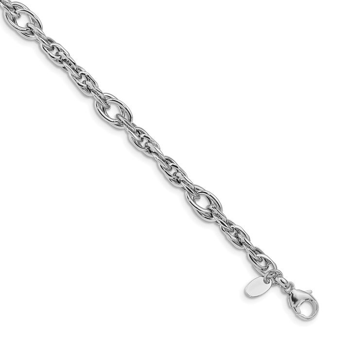 14K Solid White Gold Link Chain Bracelet