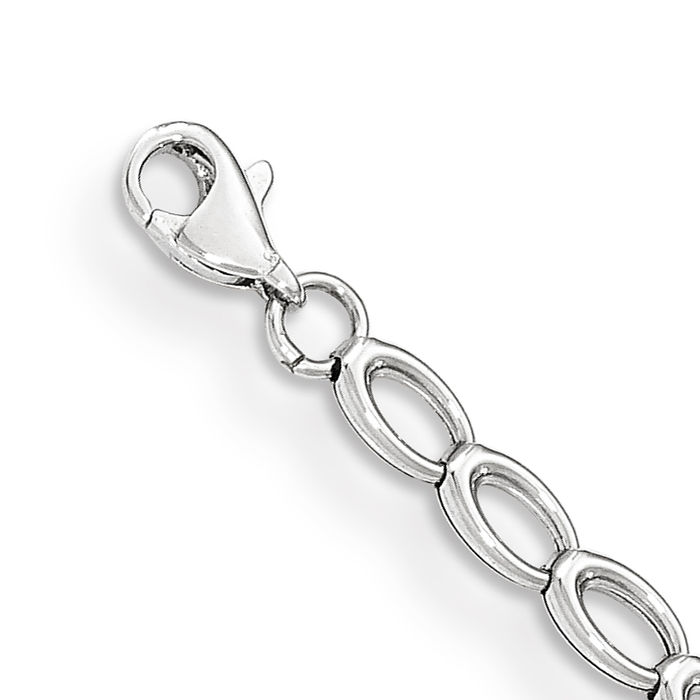 14K Solid White Gold Single Link Chain Charm Bracelet