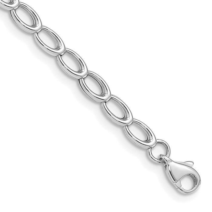 14K Solid White Gold Single Link Chain Charm Bracelet