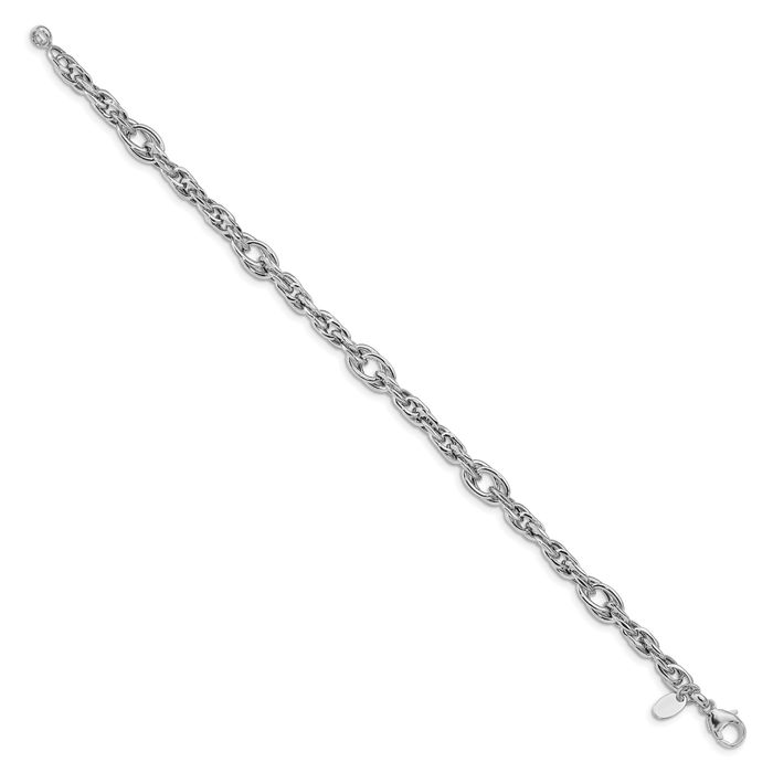 14K Solid White Gold Link Chain Bracelet