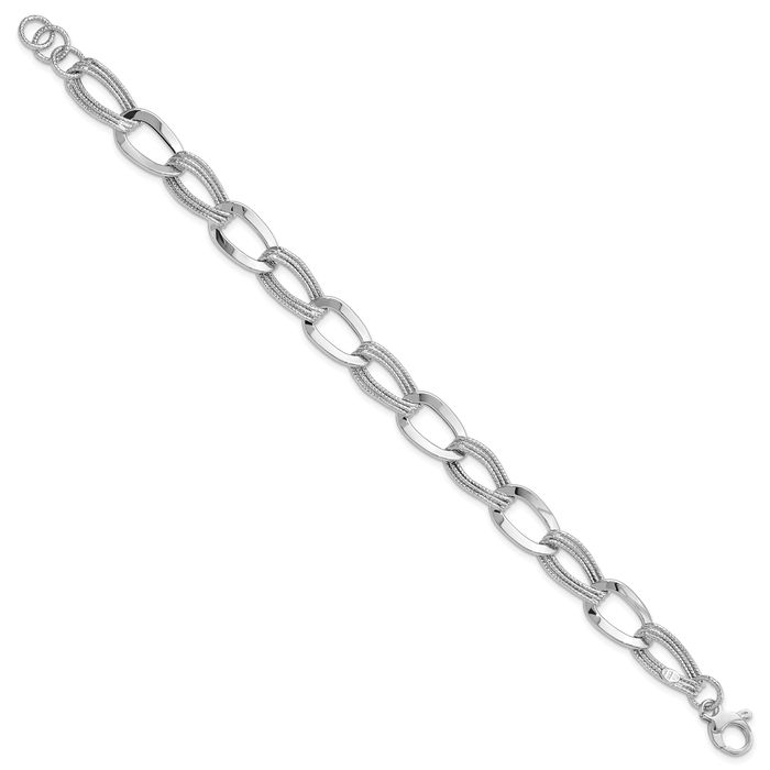 14K Solid White Gold Link Chain Bracelet