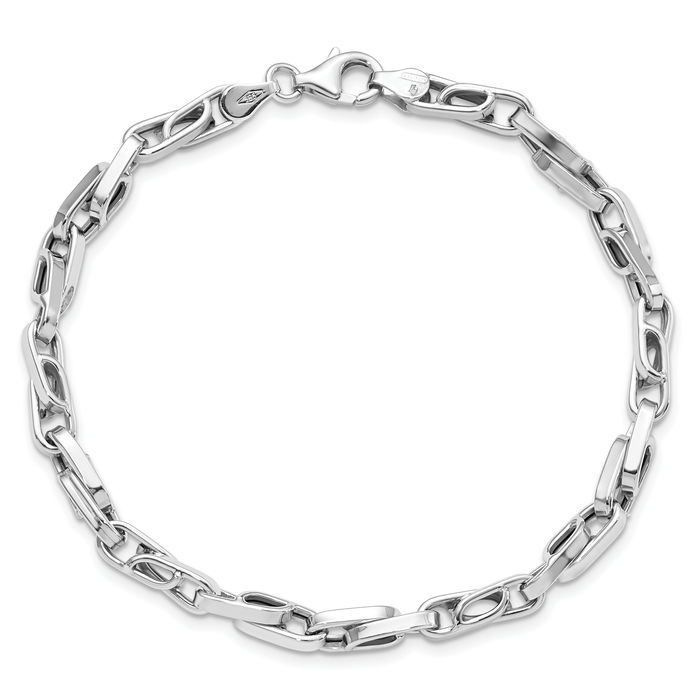 14K Solid White Gold Link Chain Bracelet