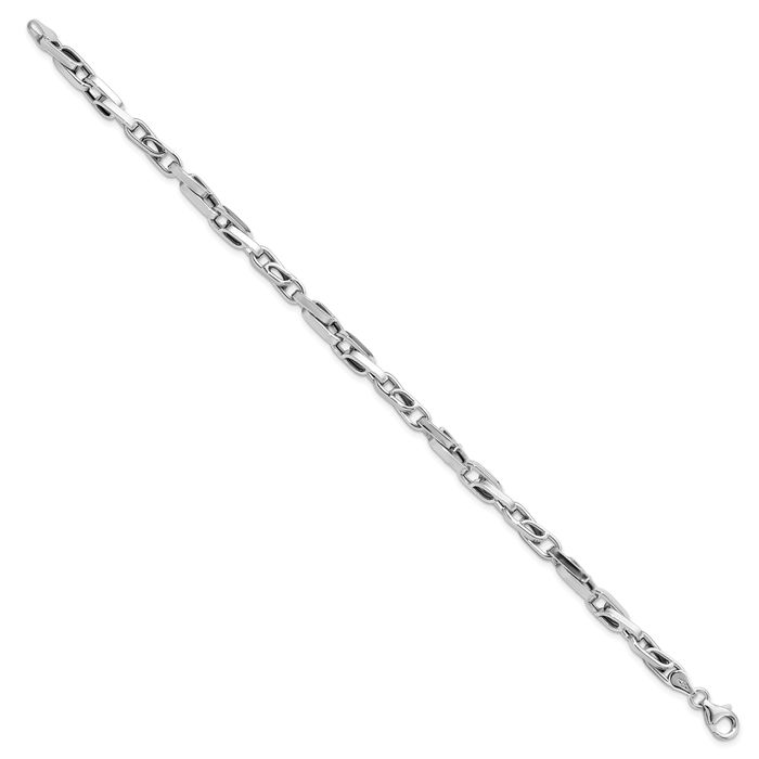 14K Solid White Gold Link Chain Bracelet