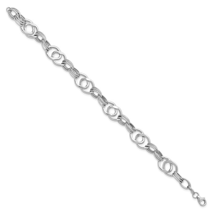 14K Solid White Gold Link Chain Bracelet