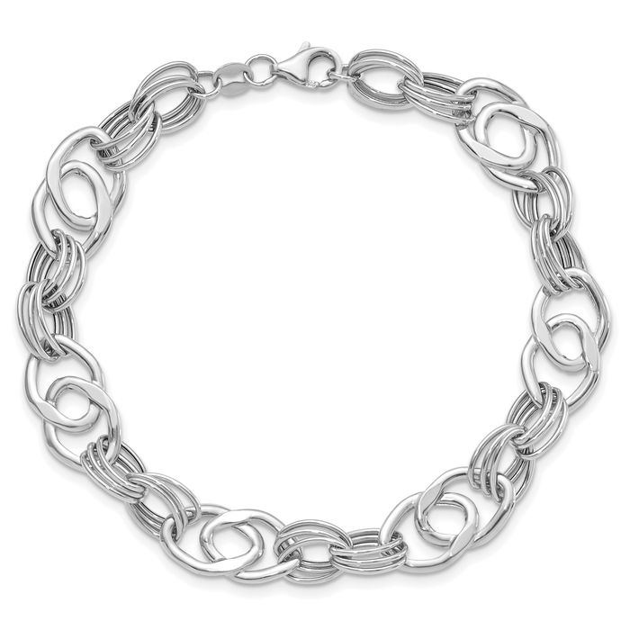 14K Solid White Gold Link Chain Bracelet